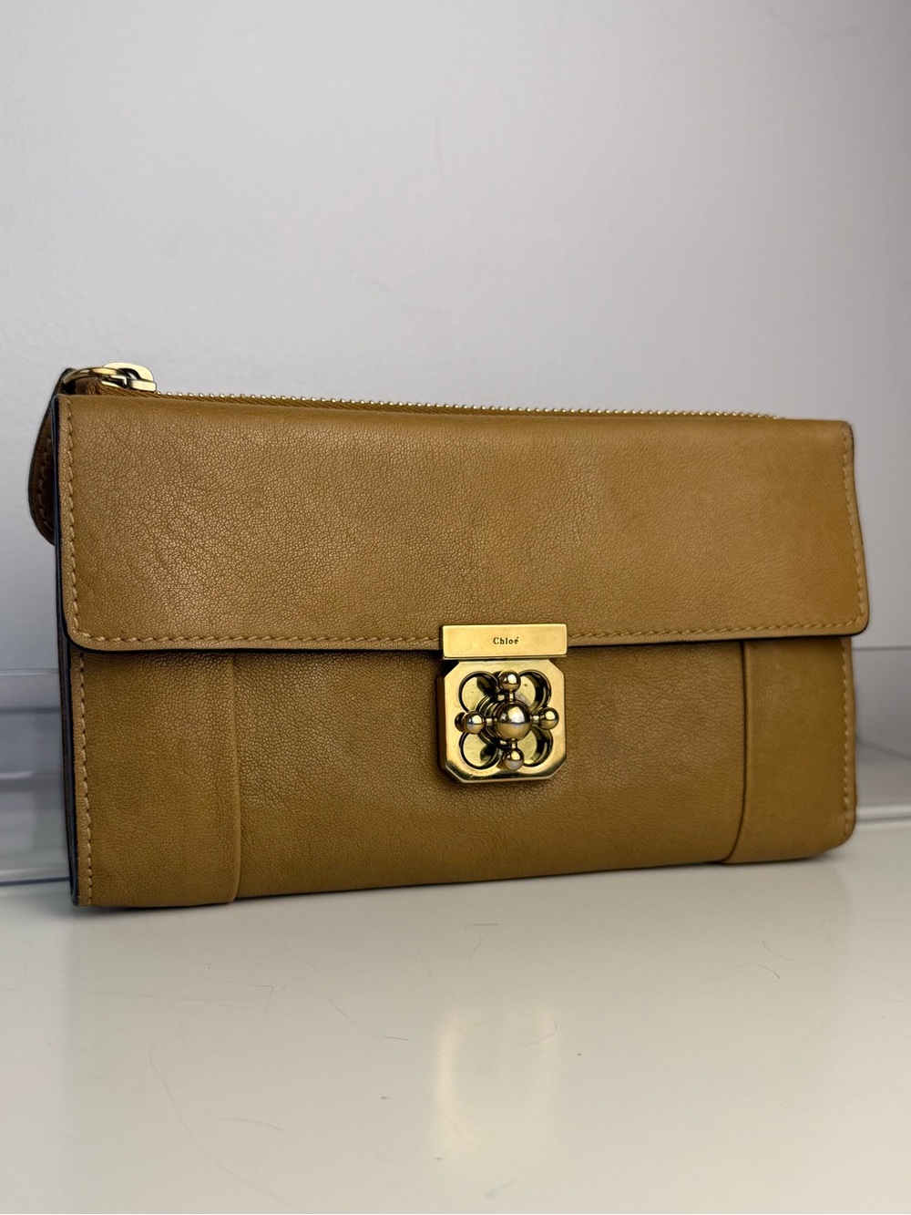 Chloe Elsie Long Continental Wallet - Tan/Gold Hardware